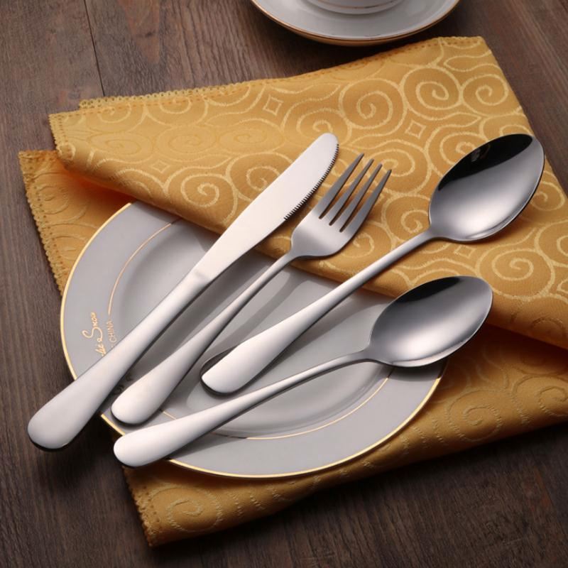 Restaurant Cheap Silver Flatware Set Dinner Spoons Forks and Knife Stainless Steel Cutlery