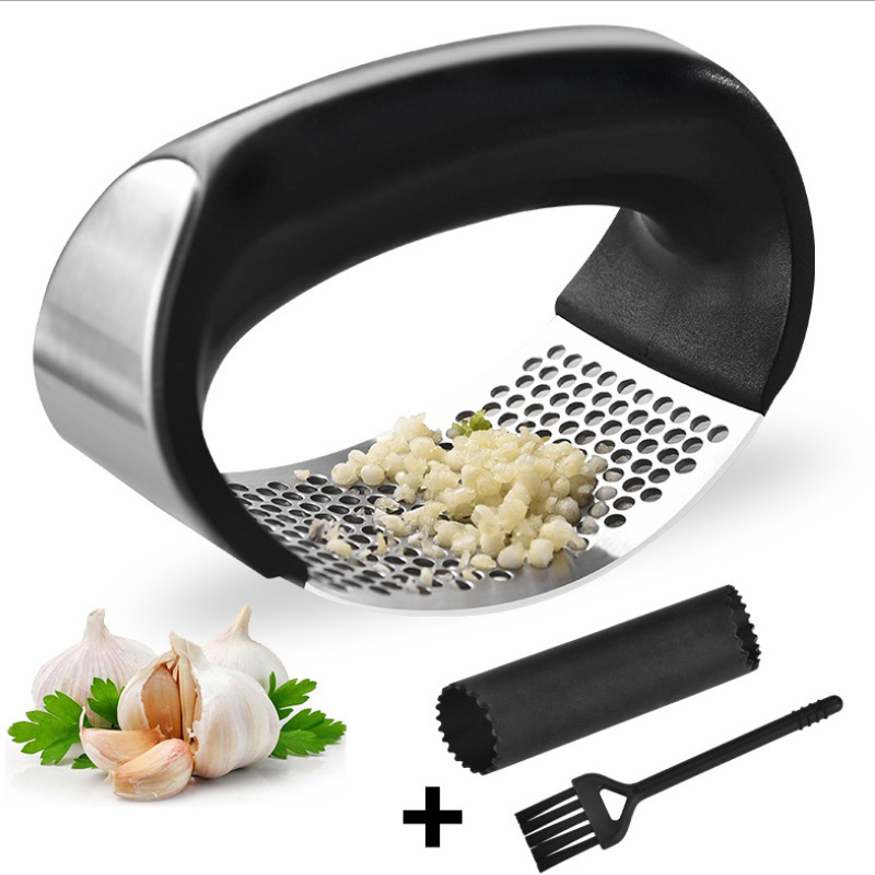 3 In 1 Set Kitchen Manual Ginger Chopper Peeler Crusher Good Grip Soft Plastic Handled Stainless Steel Garlic Press