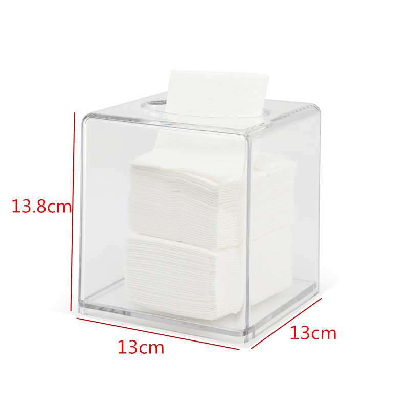 Single piece custom cheap paper napkin holder ps clear transparent plastic cover tissue box