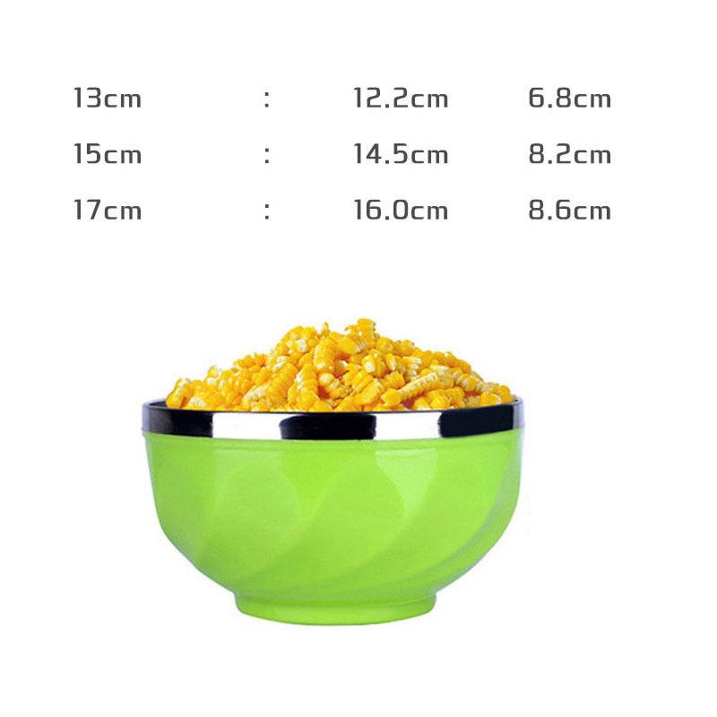 New design cheap 13cm 15cm 17cm color print set stainless steel salad mixing bowl with lid