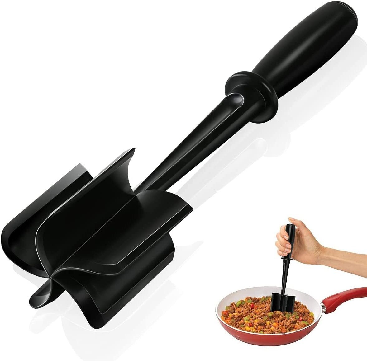 Non Stick Mix Plastic Kitchen Gadget Heat Resistant Premium Mashes Meat Masher Mixes Hamburger Chopper