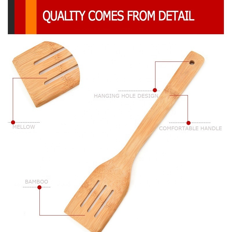 Wholesale Non Stick Cooking Tool Set Scraper Spatula Pot Spoon Bamboo Wooden Kitchen Utensils for Cookware