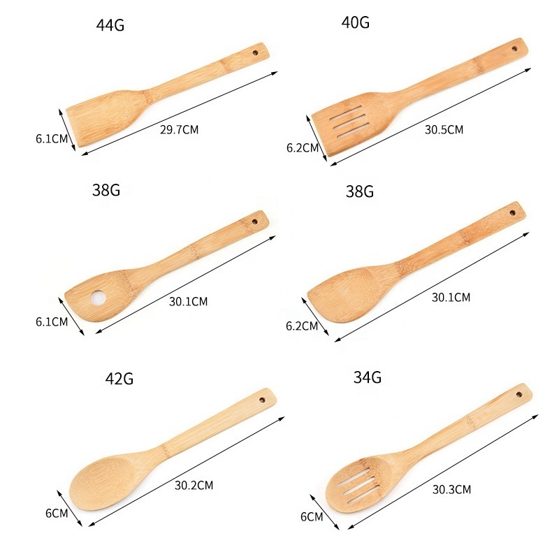 Wholesale Non Stick Cooking Tool Set Scraper Spatula Pot Spoon Bamboo Wooden Kitchen Utensils for Cookware