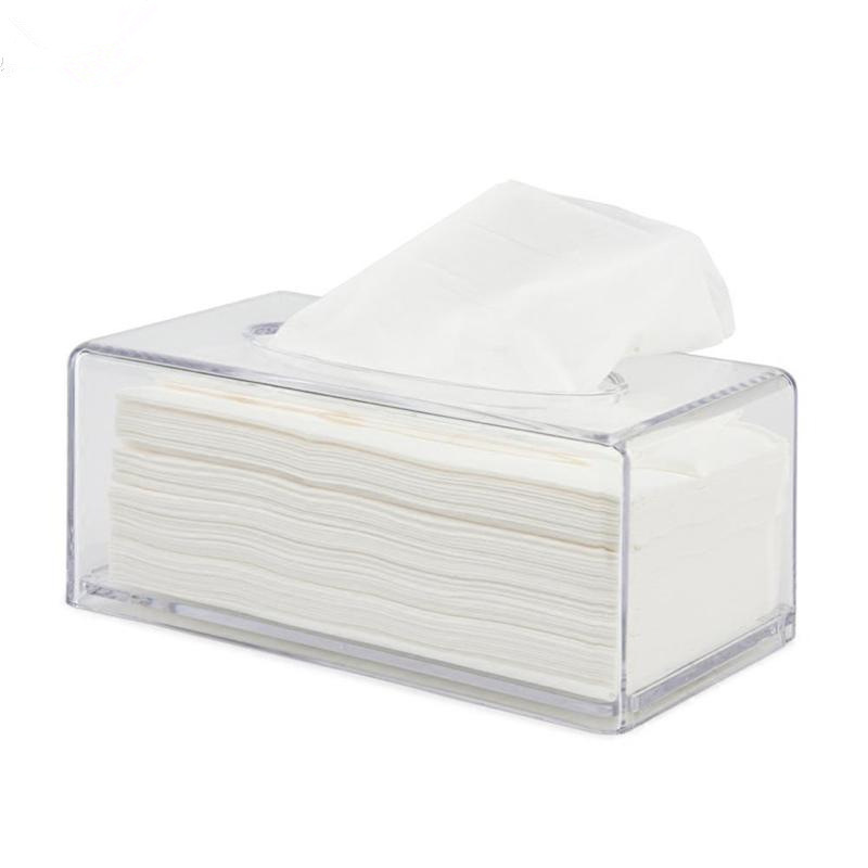 Single piece custom cheap paper napkin holder ps clear transparent plastic cover tissue box