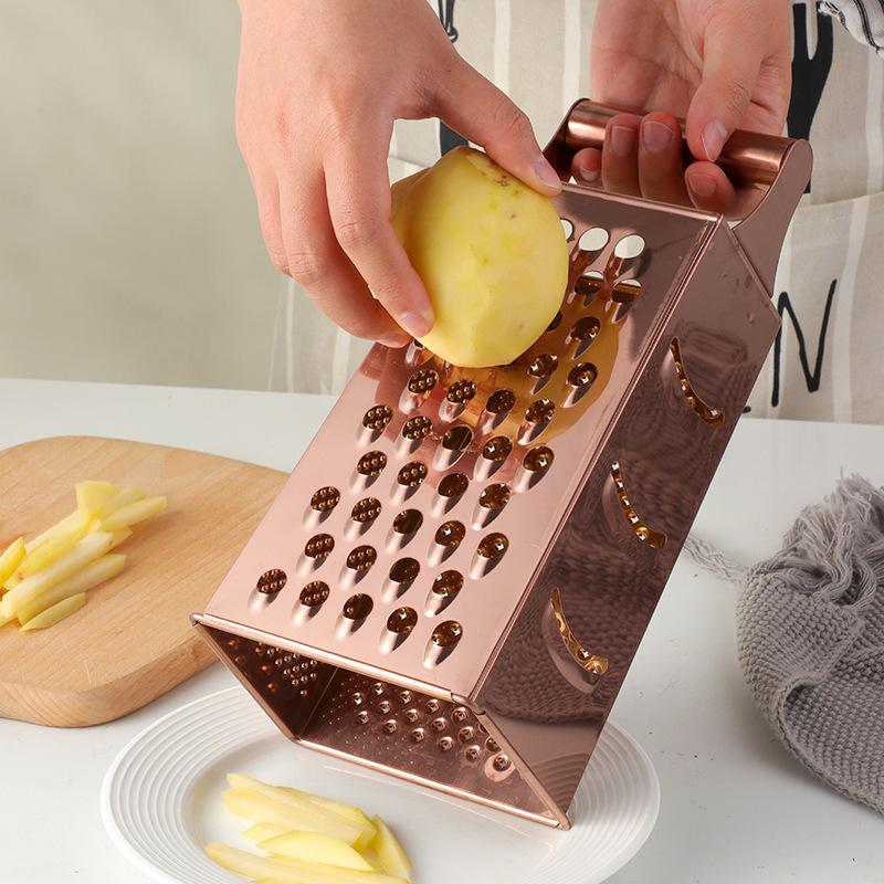 Large 4 Sides Box Vegetable Potato Grater Gold Kitchen Tools Stainless Steel Cheese Garlic Grater