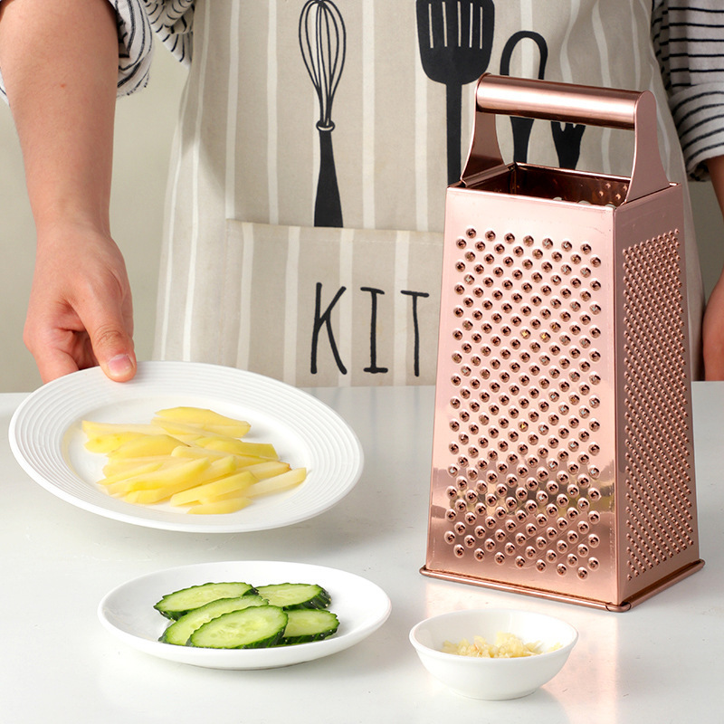 Large 4 Sides Box Vegetable Potato Grater Gold Kitchen Tools Stainless Steel Cheese Garlic Grater