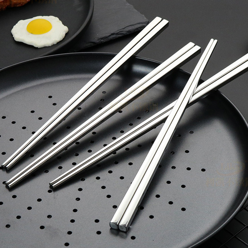 Manufacturer Import Korea Recycled Metal SS 201 304 Pure Silver Thick Chopsticks for Sale