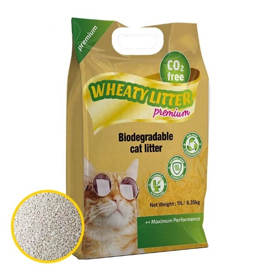 OEM Supplied Absorbent Best Wheat  Cat Litter ! Flushed Wheat Arena Para Gatos! Premium Clumping Cat Sand