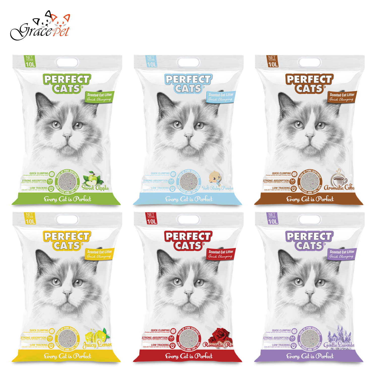 Natural quickly clumping and highly absorbent dust-free pet cat litters products