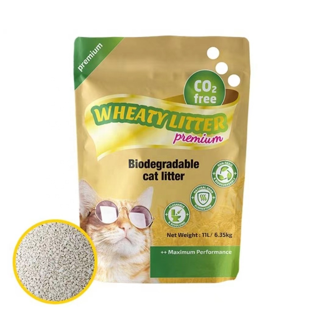 OEM Supplied Absorbent Best Wheat  Cat Litter ! Flushed Wheat Arena Para Gatos! Premium Clumping Cat Sand