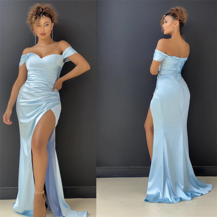 High quality one-shoulder dress for sexy ladies basics new fashion prom dresses Best slit evening gowns sexy