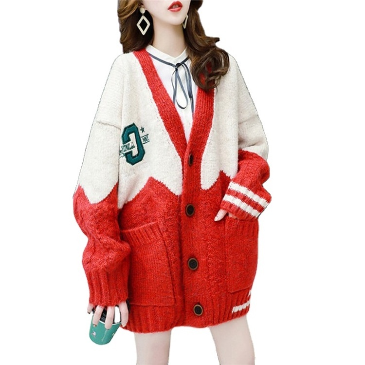 Top Sale New Arrivals Winter Women Baggy Oversized Ugly Christmas Outwear Sweaters Chunky Knitted Button Up Cardigan