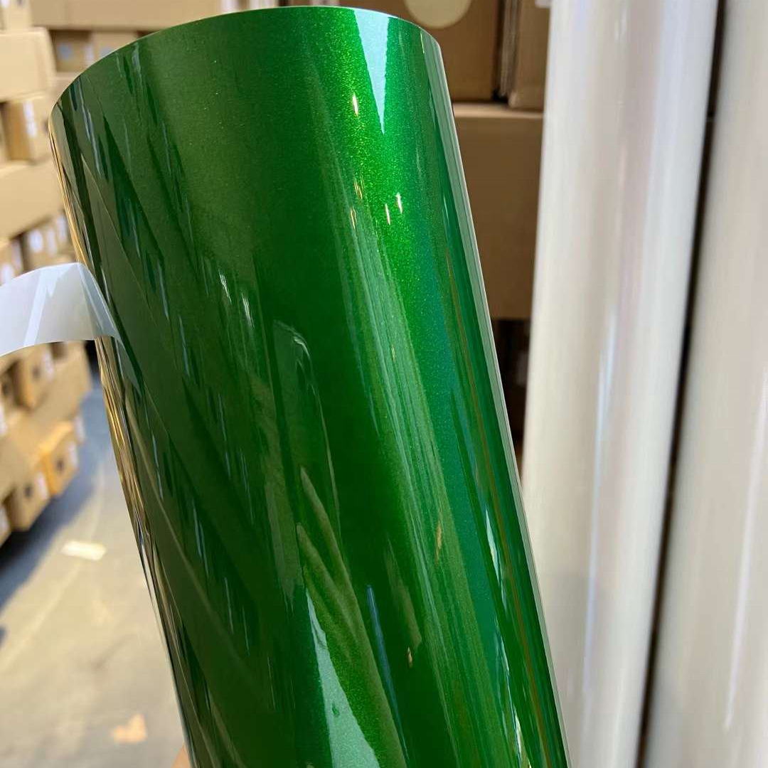 PET Backing Good Quality Hot Sale Wholesale Glossy Metallic Green Car Vinyl Wrap Color