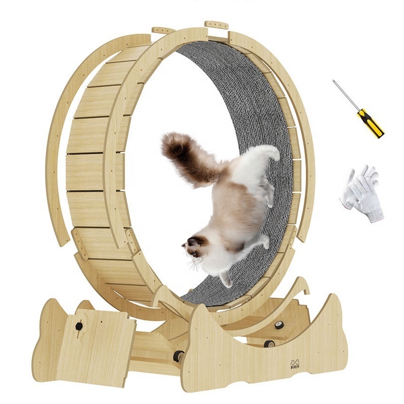 OEM ODM Interactive Anti-depression Fiber board Wooden Pet Tread Exercise Running Wheel Cat Pet Dog Fun Treadmill Toy