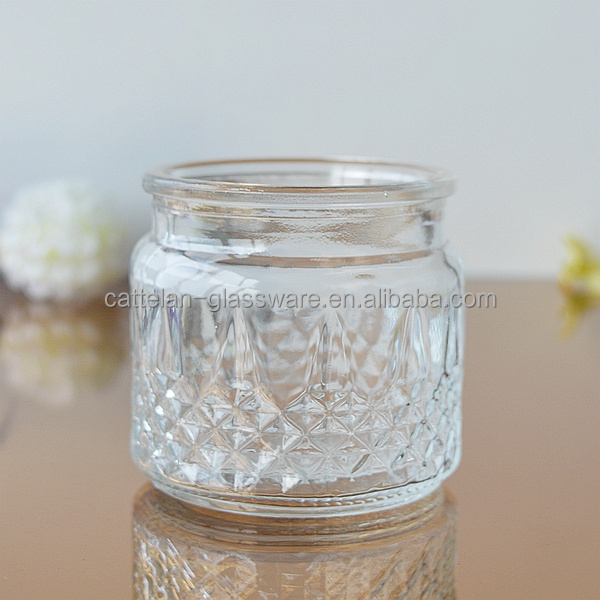 Transparent glass candle holder glass container for wax , tealight, votive