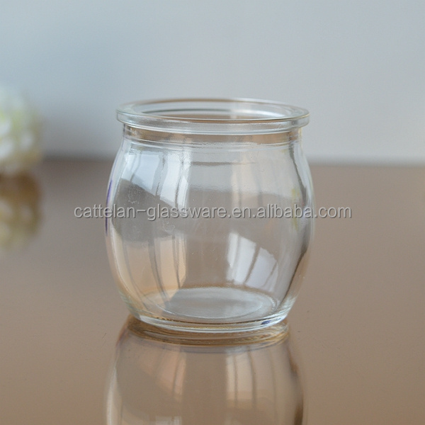 Transparent glass candle holder glass container for wax , tealight, votive