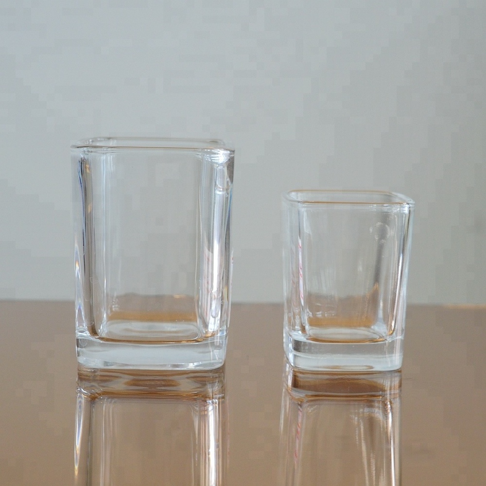 Cheap square shot glass small glass cup for liquor/vodka