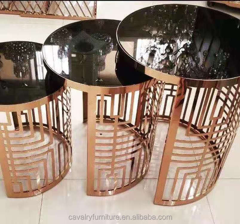 Fashion Stainless Steel Decoration Stand Small Tables Set of 3pcs Tables for Living Room Furniture