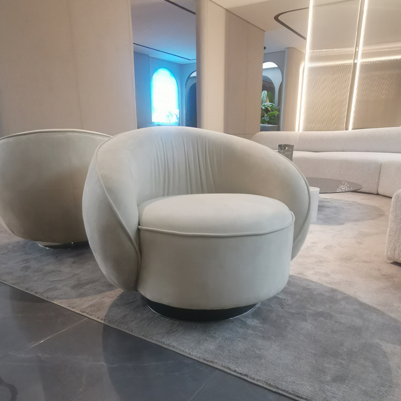 modern leisure fabric Circle chair,Italian design rotary luxury armchair;Wholesale Big Round Sofa Chair