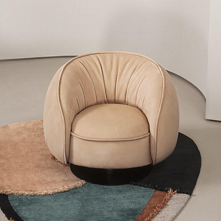 modern leisure fabric Circle chair,Italian design rotary luxury armchair;Wholesale Big Round Sofa Chair