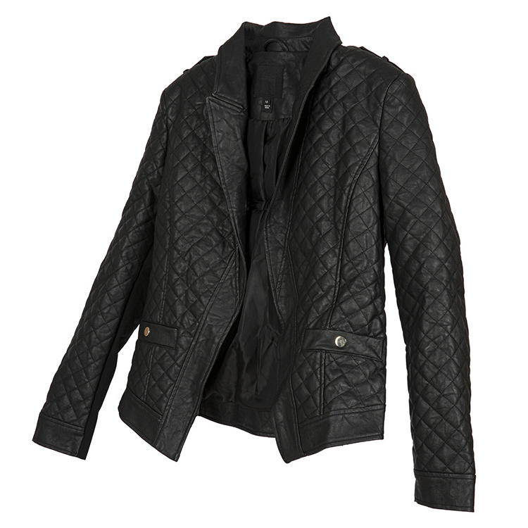 PU Leather Jacket New Arrival Large Size Coat With Pocket Black Faux Original A Leather Jacket