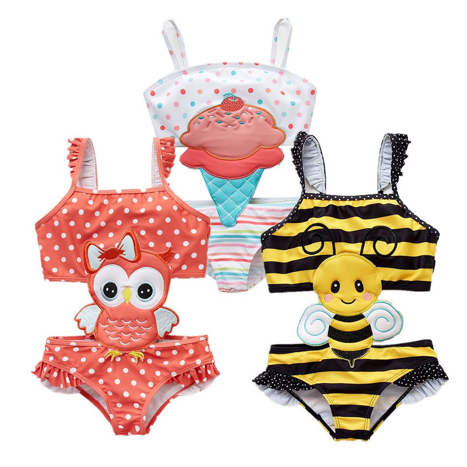 Cute Kids Swimsuit Infant 12M-8T Kid Baby Girls Bikini Ruffles Swimwear One Piece Rash Guard Girls Beachwear Water Sport Suit