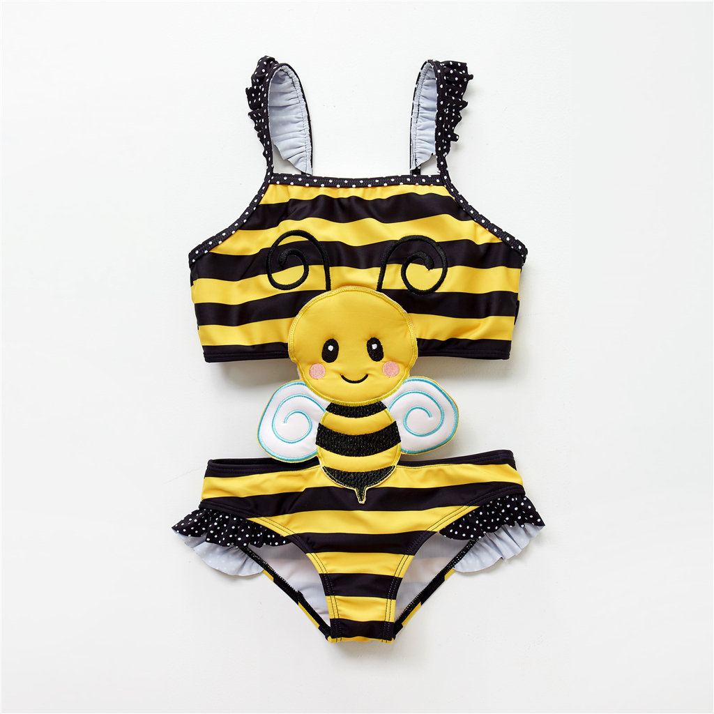 Cute Kids Swimsuit Infant 12M-8T Kid Baby Girls Bikini Ruffles Swimwear One Piece Rash Guard Girls Beachwear Water Sport Suit