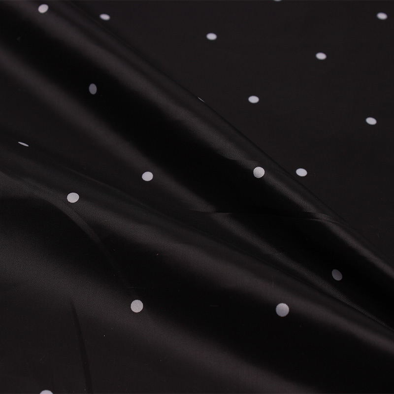 300t polyester twill taffeta dot print fabric for lining