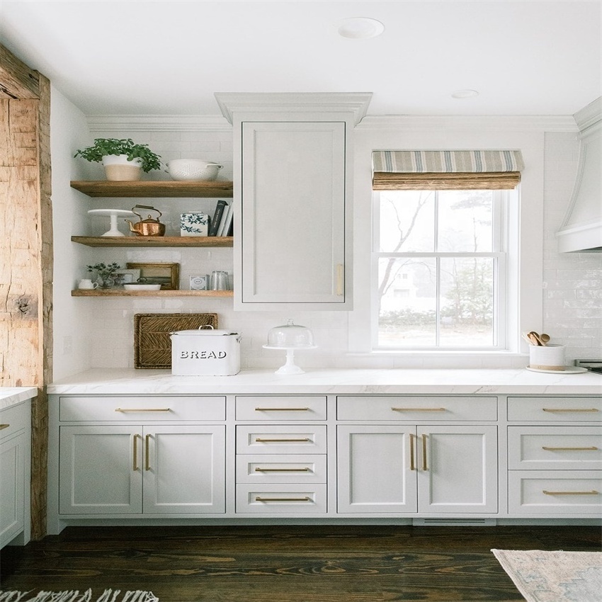 Wood kitchen cabinets with folding function and large storage space for integral open kitchen