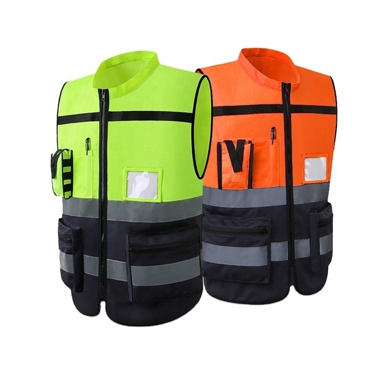 Full Customizable High Visibility Safety Vest With Pockets Construction Reflective Safety Vest For Men