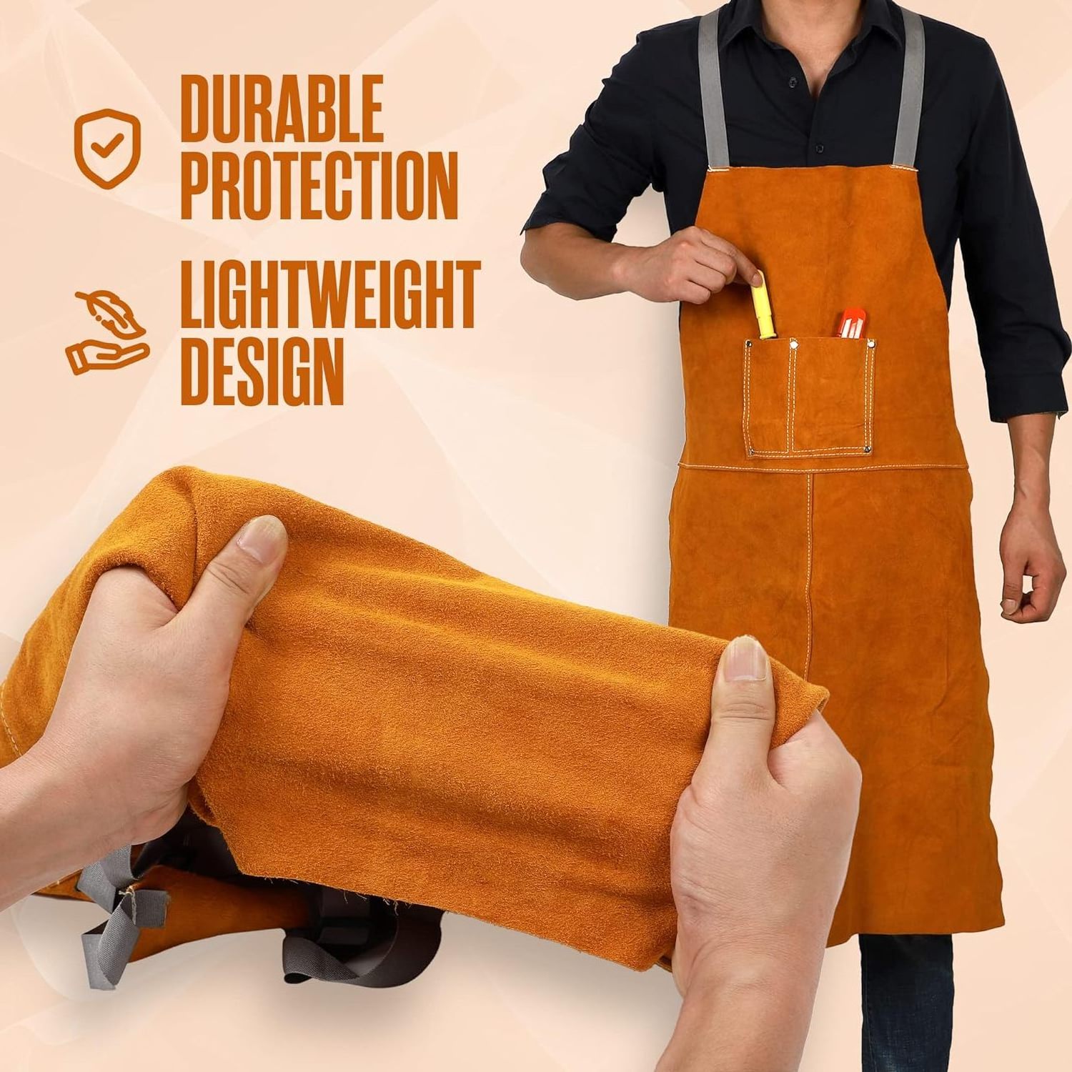 2024 New Top Quality Leather Safety Apron Leather Welding Apron For Welding Protection Safety Working Wear