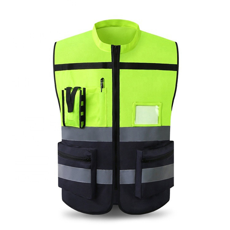 Full Customizable High Visibility Safety Vest With Pockets Construction Reflective Safety Vest For Men