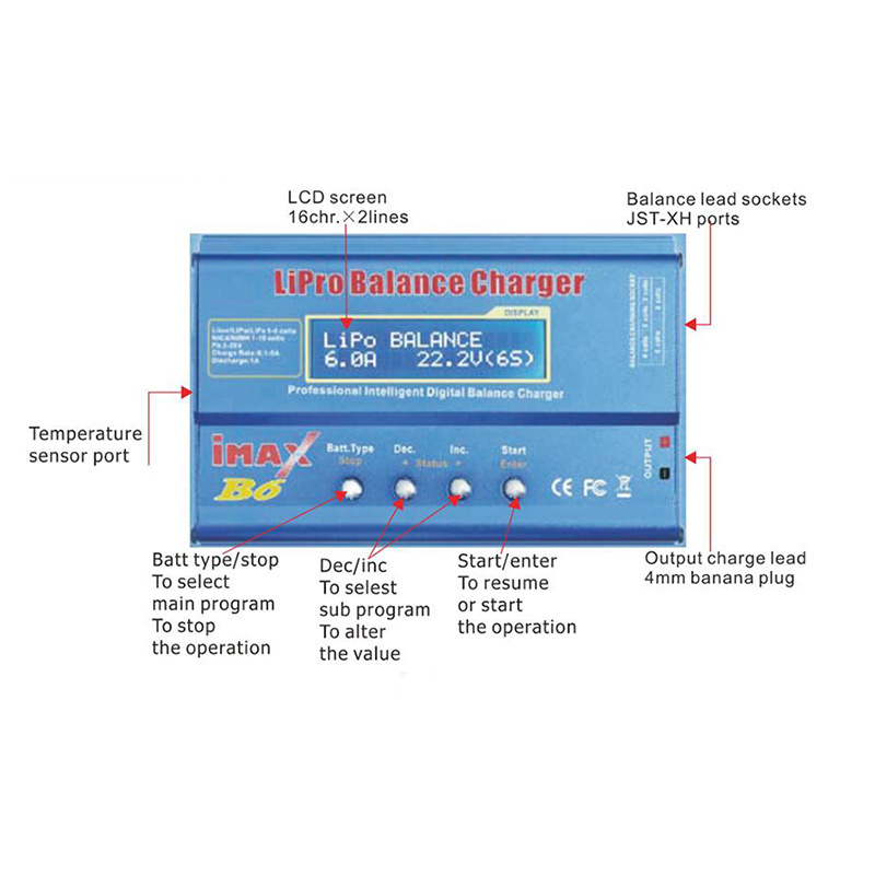 Hot Sale 80W Battery Charger Lipo NiMh Li-ion Ni-Cd Digital RC IMAX B6 Lipro Balance Charger