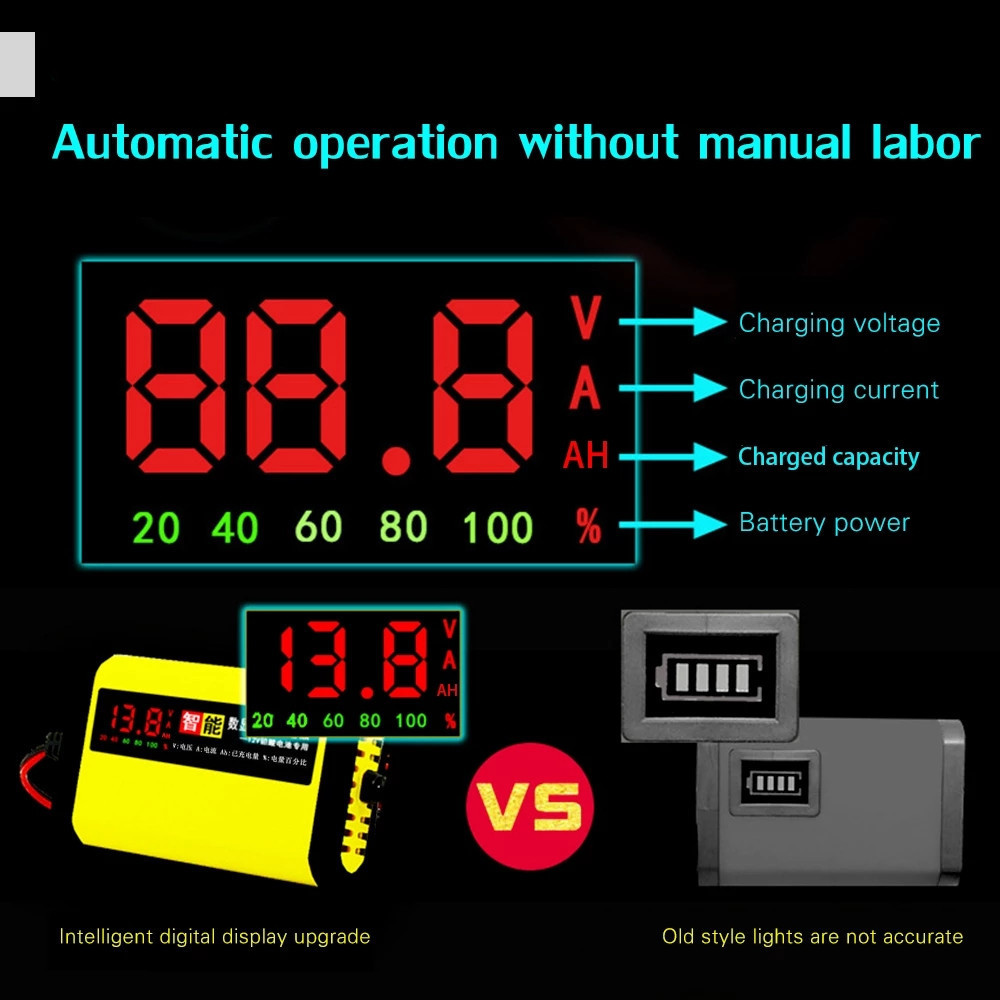 12V 2A Car Auto Battery Charger LED Display Smart Automotive Truck Motorcycle Car Battery Charger For 12V 12AH 14AH 20AH