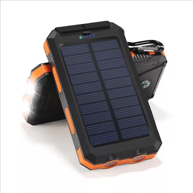 20000mAh Portable Solar Power Bank Fast Charger Large Capacity Waterproof External Battery with Flashlight for Iphone Huawei