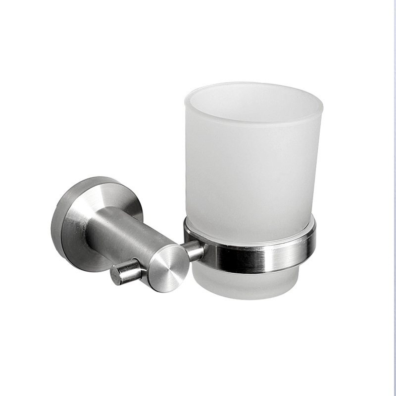 bathroom accessories stainless steel toothbrush holder with glass cups wall mounted tumbler Holder