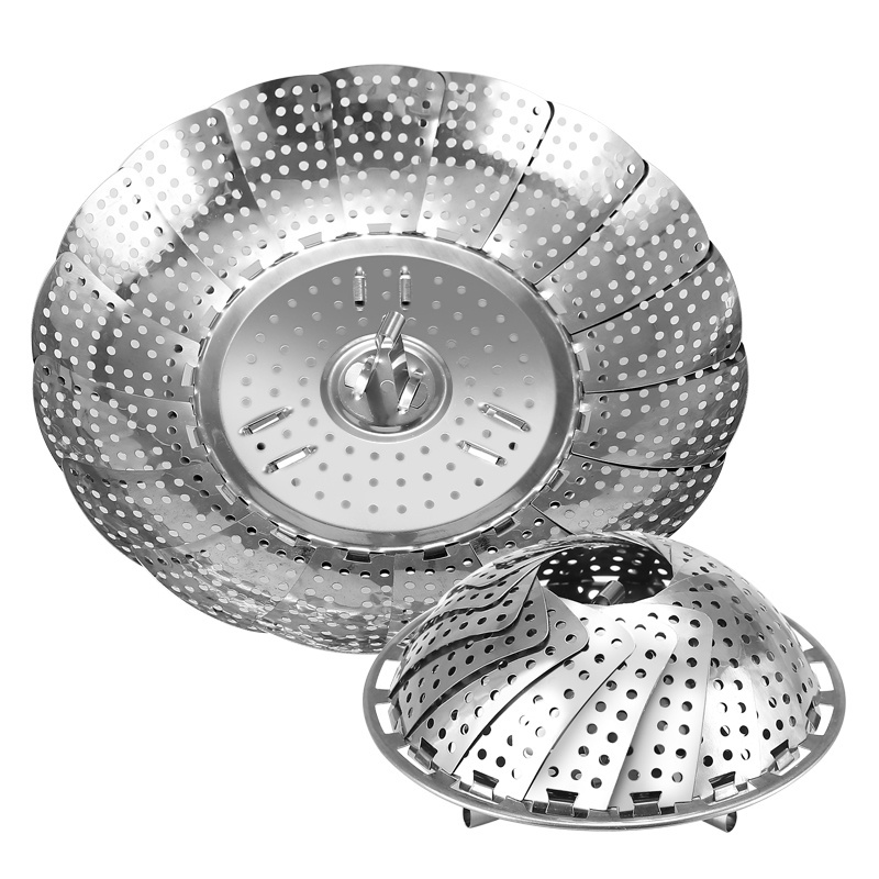 Multi purpose Lotus shaped foldable stainless steel food vegetable steamer basket