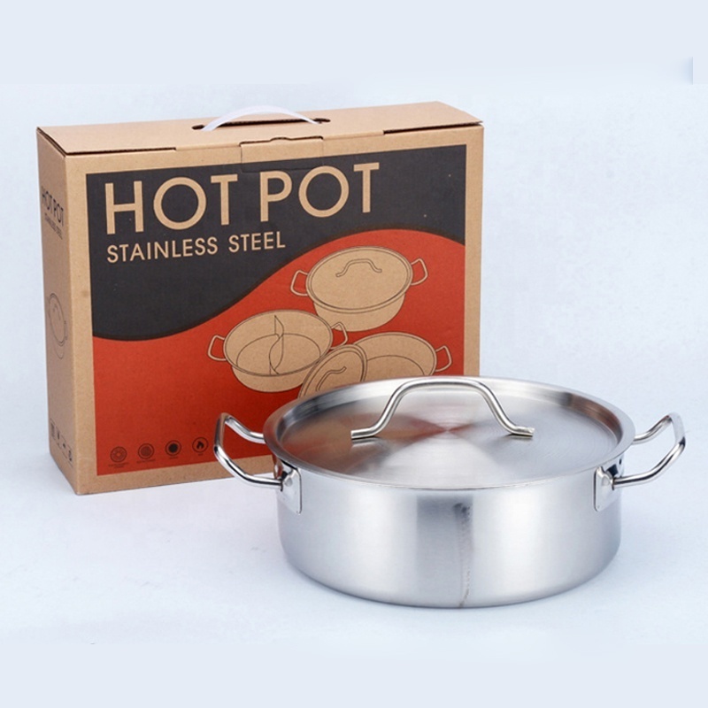 Restaurant equipment metal soup pot stainless steel two-flavor hot pot or casserole