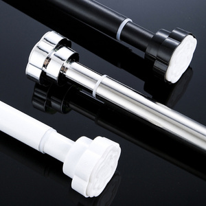 Stainless steel 304 retractable clothes rod white single rod bathroom bedroom curtain support rod