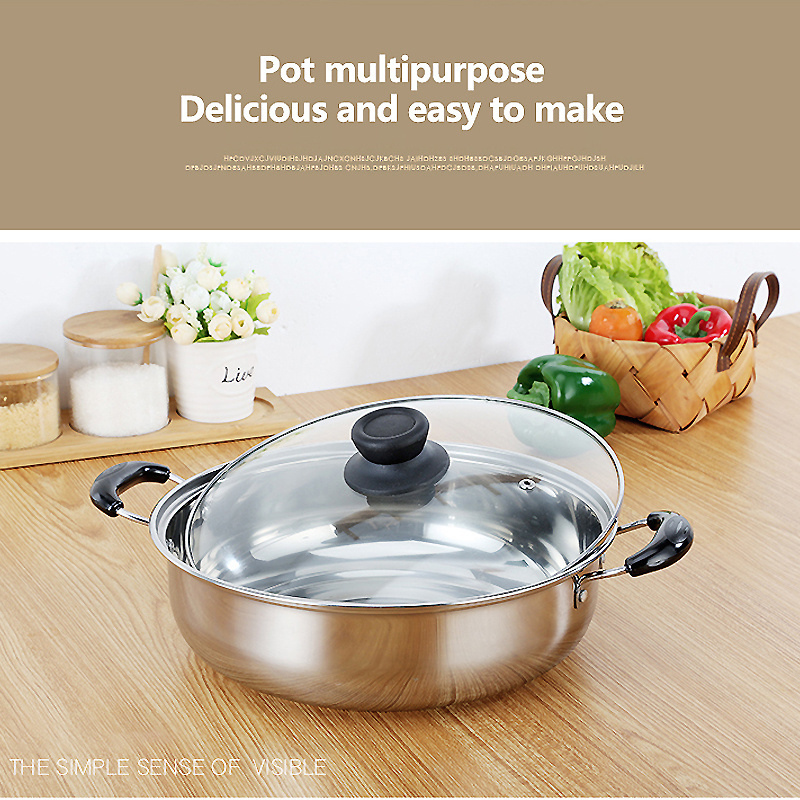 Metal Cooking Hot Pot With Handle Oven Induction Kitchen Stainless Steel Pot