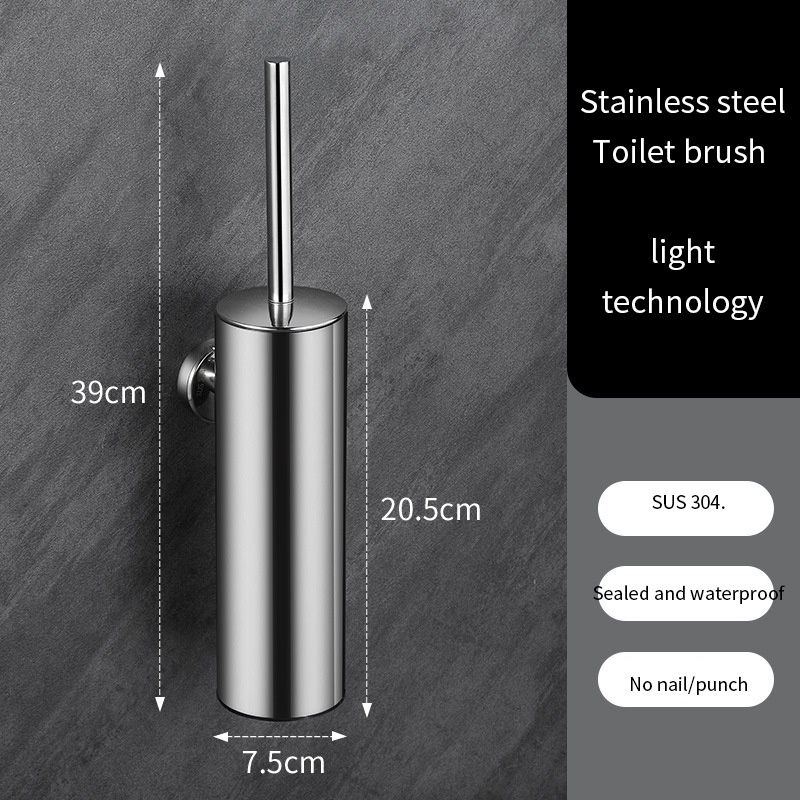 Stainless steel golden toilet brush, bathroom wall mounted toilet brush