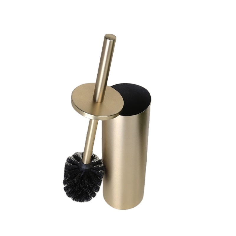 Stainless steel golden toilet brush, bathroom wall mounted toilet brush