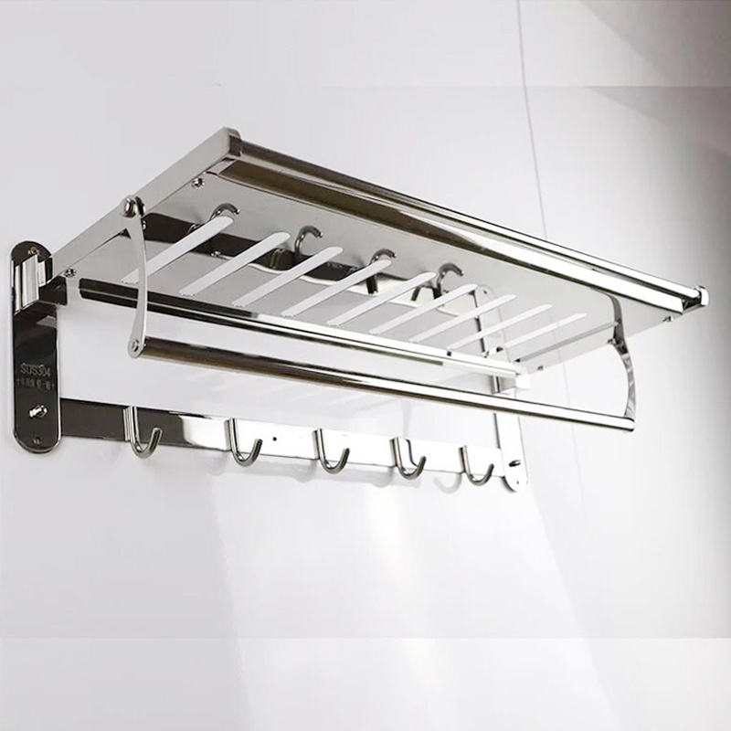 High grade stainless steel folding towel rack with hook made in China