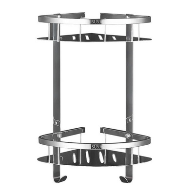 Double Layer stainless steel bathroom or kitchen corner shelf storage rack