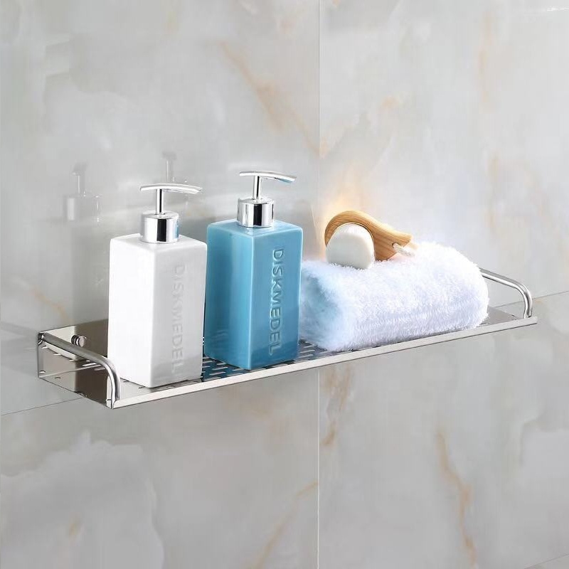 Punch free 60cm stainless steel bathroom wall shelf