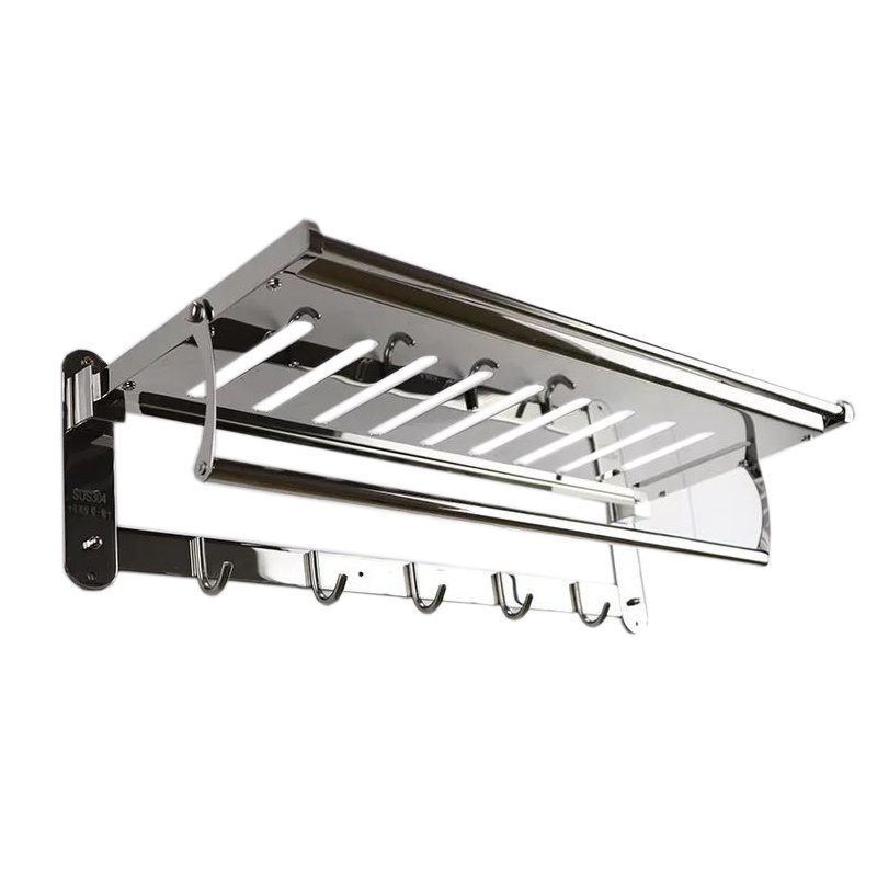 High grade stainless steel folding towel rack with hook made in China