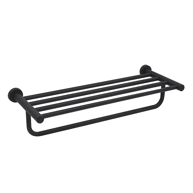 Stainless steel wall-mounted simple multi-rod paint black towel rack with hanging rod