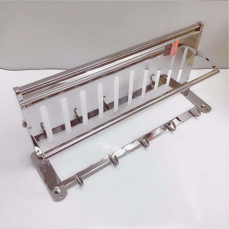 High grade stainless steel folding towel rack with hook made in China