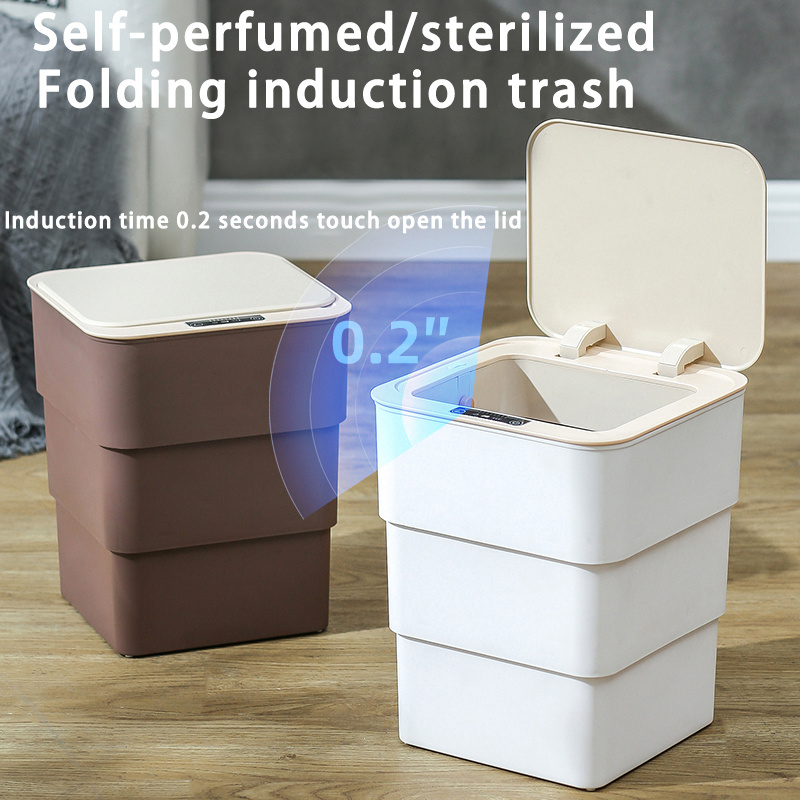 Foldable smart sensing trash with aromatherapy to remove odor