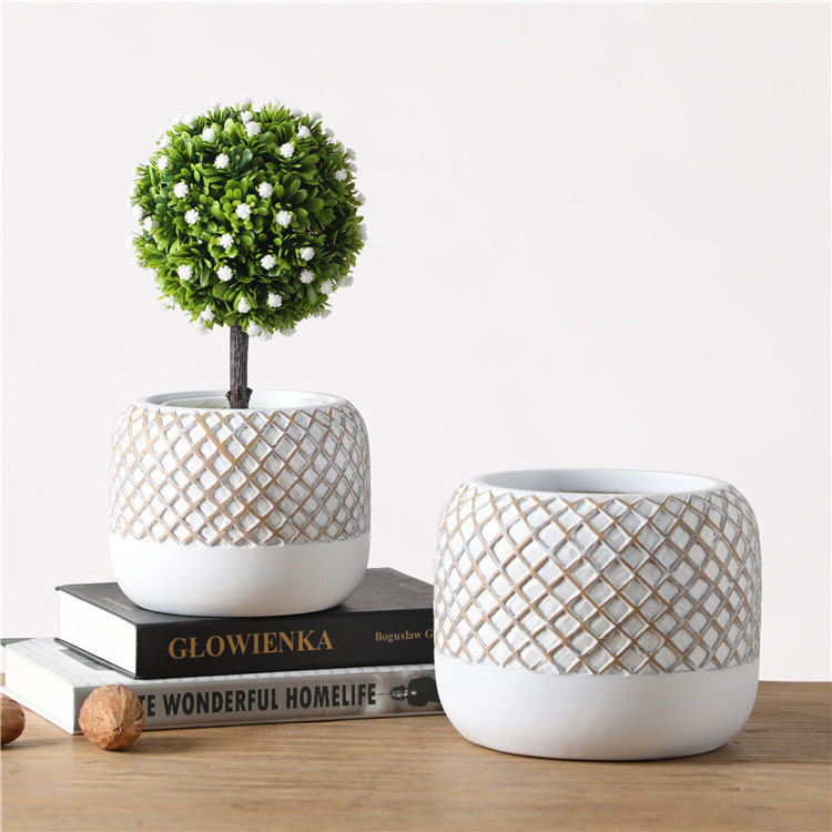 Nordic creative white large indoor planter pot handmade resin planter flower pots home garden balcony flower pots